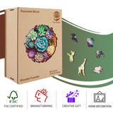 Mys Aurora Wooden Jigsaw Puzzles - Mandala Succulent Plants, 200 Piece Luxurious Shaped Wooden Puzzles for Adults and Kids, Family Game, Medium 11.3'' x 10.9'' Mys Aurora
