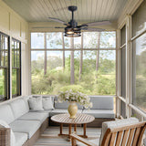 Nuoqiso 52 Inch Ceiling Fans with Lights and Remote Control, Farmhouse Ceiling Fan with LED Lighting for Bedroom Living Room and Patio, Black Caged Ceiling Fan for Indoor and Outdoor(NO Bulbs) Nuoqiso