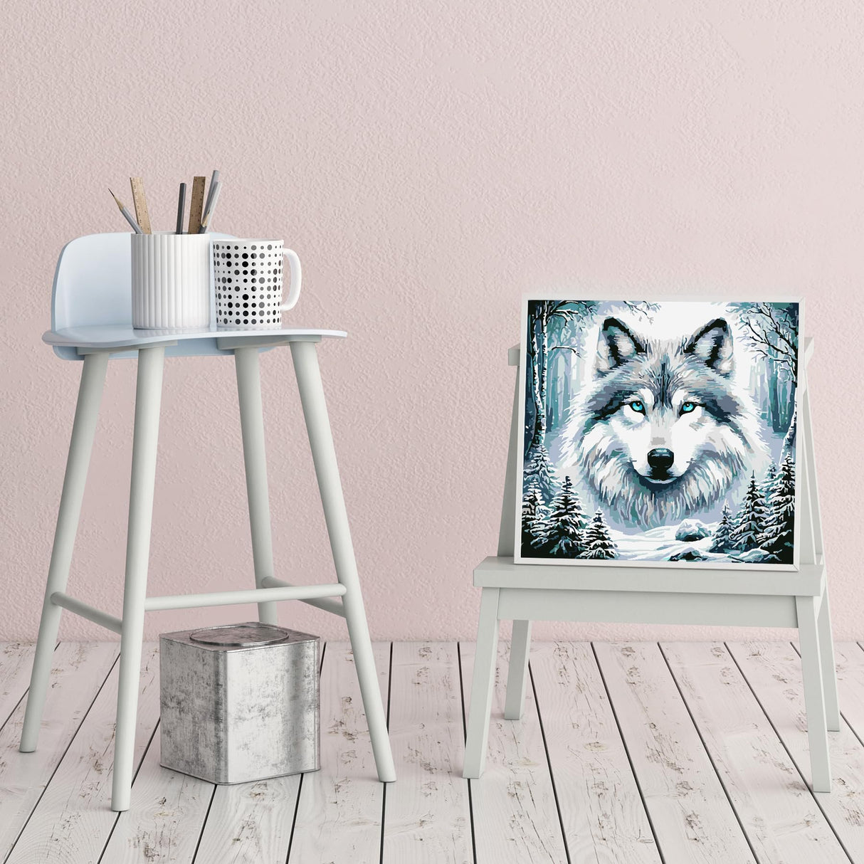 CZYWJMEI Paint by Numbers Kit for Adults Beginner,DIY Animal Wolf Head Painting by Numbers Kits,with 3 Brushes and Acrylic Paint(Without Frame), Home Wall Decor 12 x 12 in CZYWJMEI
