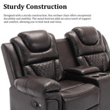 Olodumare Leather Reclining Sofa Set,Home Theater Seating with Center Console, LED Light Strip, and Storage Cup Holders, 2 Seater for Living Room,Office,Home Theater,RV. Loveseat(Brown) Olodumare