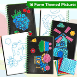 pigipigi Art Craft Activity for Kids: Foil Art Farm DIY Toy Kit, No Mess Creative Travel Supply Set, Idea Birthday Christmas Valentine Gift for Girl Boy Children 3 4 5 6 7 8 9 Year Old pigipigi