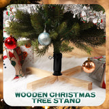 Soaoo Wood Christmas Tree Stand 15.7 Inch Replacement Xmas Tree Stand Base Stable Fake Christmas Tree Base with Thumb Screw Adjustable Fits 0.5 to 1.26 Inch Tree Pole for Artificial Tree (Black Pole) Soaoo