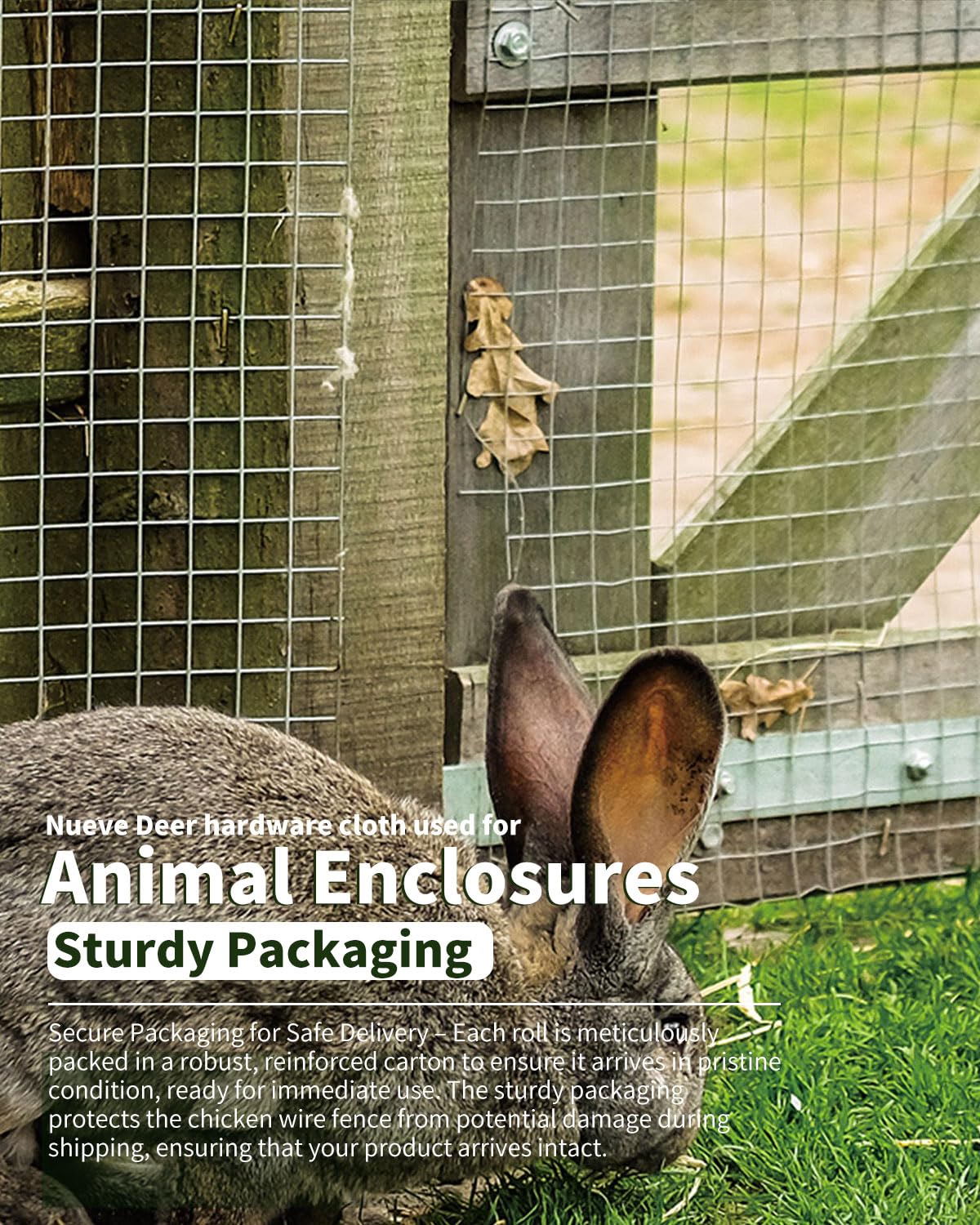 Nueve Deer 1/2 inch Hardware Cloth 48x50 19-Gauge - Hot Dipped Galvanized After Welding - Chicken Wire Fence Roll, Wire Mesh Roll, Rabbit Wire Fencing, Cage Wire, Chicken Coop/Run Cover Nueve Deer