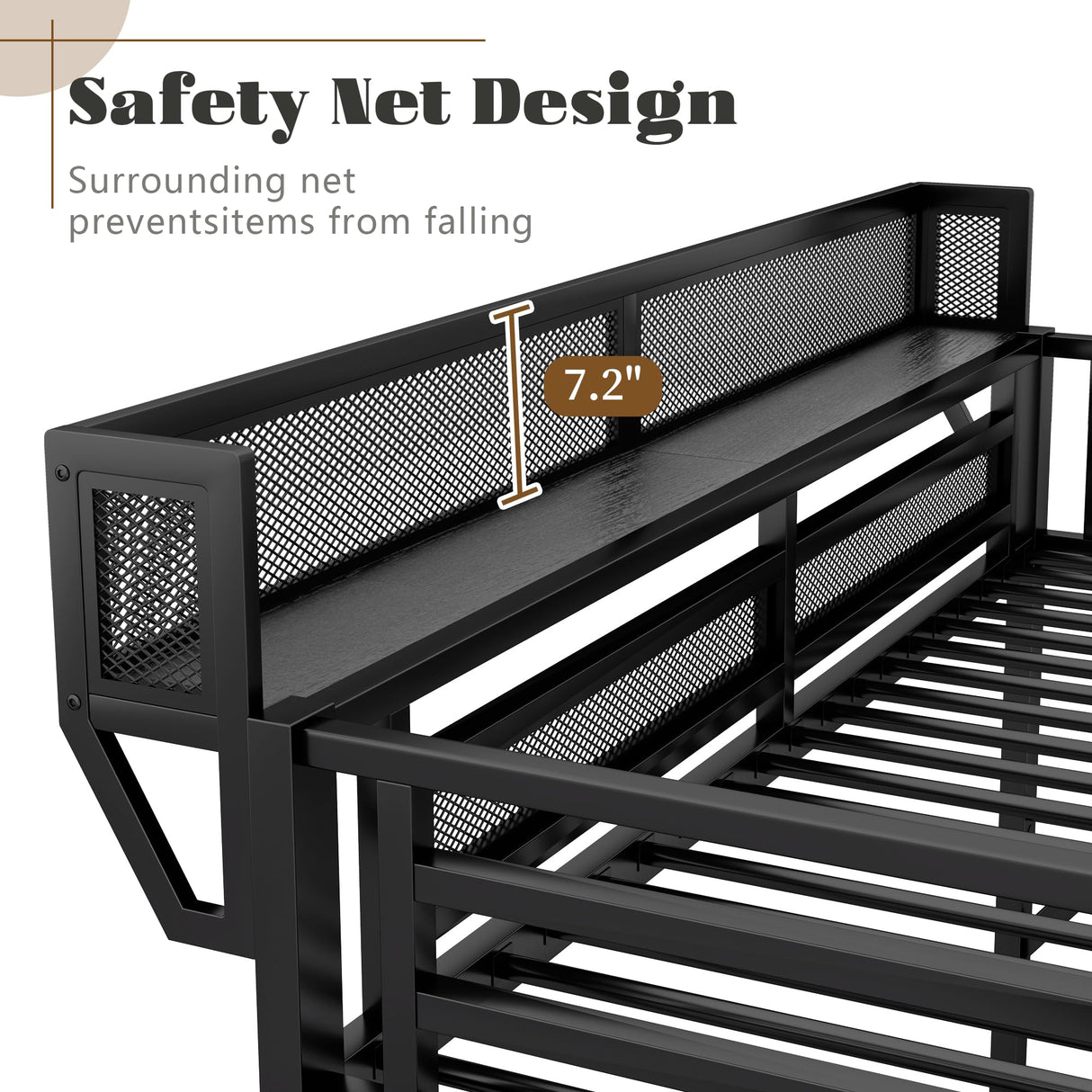 Mirightone Full Size Loft Bed with Stairs and Storage, Metal Loft Bed Frame with Bedside Shelf and Large Under-Bed Space, Heavy-Duty Loft Beds for Adults Teens and Kids, Black Mirightone