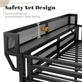 Mirightone Full Size Loft Bed with Stairs and Storage, Metal Loft Bed Frame with Bedside Shelf and Large Under-Bed Space, Heavy-Duty Loft Beds for Adults Teens and Kids, Black Mirightone