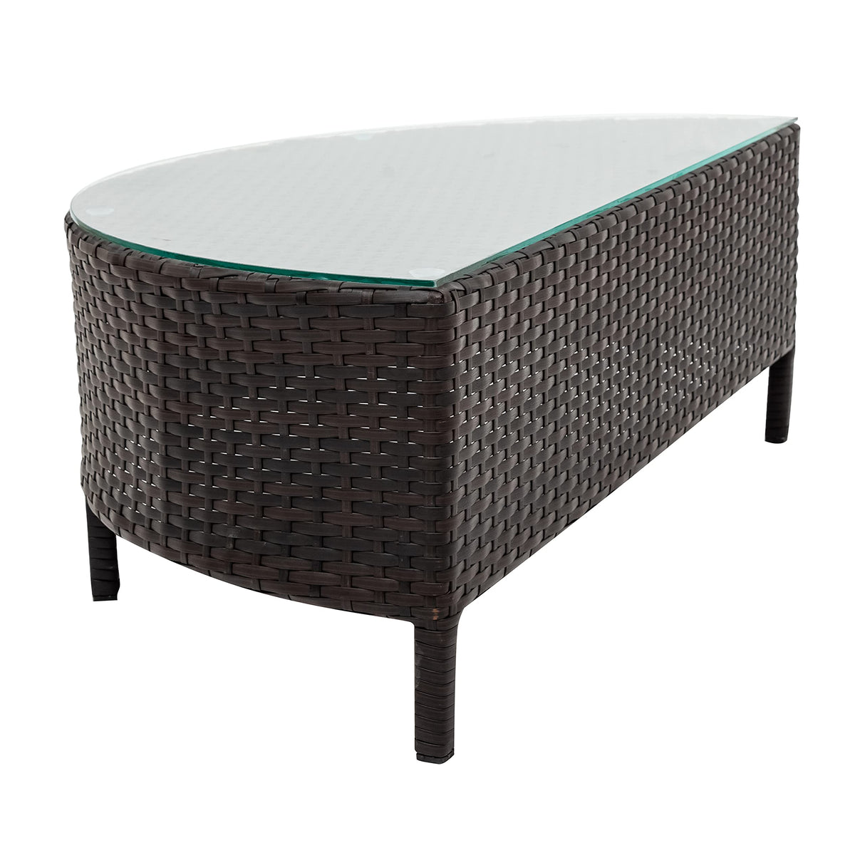 LZ LEISURE ZONE 5-Piece Outdoor Patio Sofa Furniture Sets, All-Weather Half-Moon Brown PE Rattan Sectional Furniture Wicker Sofa Set with Beige Cushions, Pillows and Tempered Glass Table LZ LEISURE ZONE