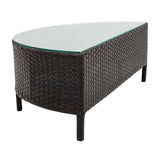 LZ LEISURE ZONE 5-Piece Outdoor Patio Sofa Furniture Sets, All-Weather Half-Moon Brown PE Rattan Sectional Furniture Wicker Sofa Set with Beige Cushions, Pillows and Tempered Glass Table LZ LEISURE ZONE