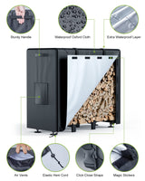 Brightown Firewood Rack Outdoor with Cover, 4FT Indoor Wood Rack for Firewood, Waterproof Fire Wood Holder Outside, Adjustable Heavy Duty Logs Stand Stacker Holder for Fireplace Patio Deck, Black Brightown