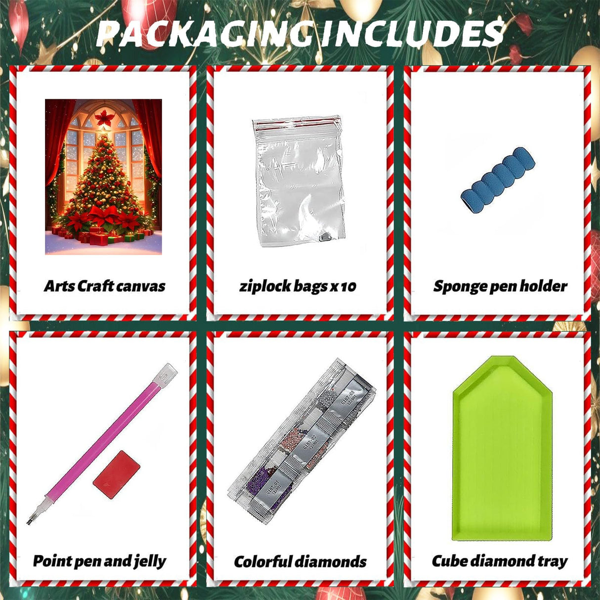 xackcme Christmas Tree Diamond Painting Kits for Adults, Christmas Diamond Art Kits for Adults, Round 5D Xmas Gem Art Kit for Adult DIY Crafts Kit Gift Home Wall Decor Gifts (16x12 inch) xackcme