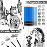 Caliart 176PCS Art Supplies Sketching Kit with 100 Sheets 3-Color Sketch Book, Graphite Colored Charcoal Watercolor & Metallic Pencils, Drawing Supplies Christmas Gifts for Artists Adults Beginners Caliart