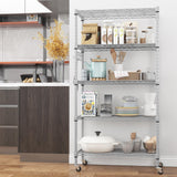 Himimi 5-Tier Storage Shelf Wire Shelving Unit on Wheels, Adjustable Heavy Duty Metal Shelves with Side Hooks, Steel Rack Organization for Kitchen Garage Basement, Silver Himimi