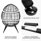 YITAHOME Egg Chair Wicker Outdoor Indoor Oversized Large Lounger with Stand Adjustable Leveling Feet with Cushion Egg Basket Chair 350lbs Capacity for Patio, Garden Backyard Balcony, Bedroom, Beige YITAHOME