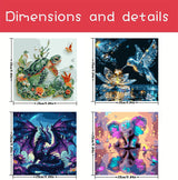 4 Pack Animals Paint by Numbers Kit for Adults Beginner,DIY Hummingbird Sea Turtle Painting by Numbers Kits,Dragon Elephant With Brushes and Acrylic Paint(With Frame),Home Wall Decor 10 x 10 in AREOPNMG