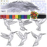 Winlyn 24 Sets Hummingbird Suncatcher Decorations DIY Window Paint Art Craft Kits Rainbow Bird Painting Kit for Kids Classroom Activities Birthday Spring Summer Camping Party Art Project Winlyn