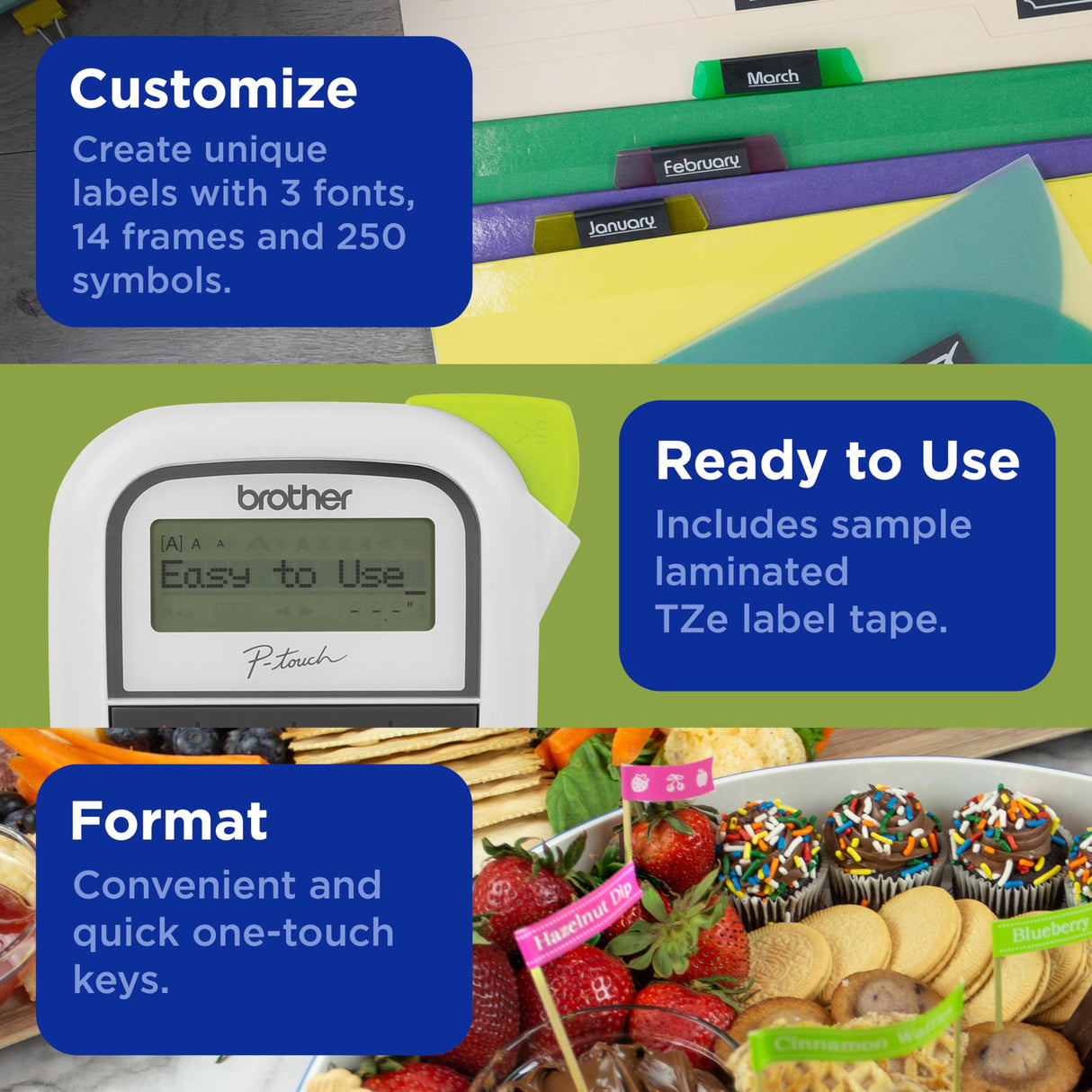 Brother P-Touch, PTH110, Easy Portable Monochrome Label Maker, Lightweight, Qwerty Keyboard, One-Touch Keys, White Brother