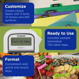 Brother P-Touch, PTH110, Easy Portable Monochrome Label Maker, Lightweight, Qwerty Keyboard, One-Touch Keys, White Brother