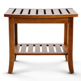 Teak shower bench with Storage Shelf, Shower Stool for Inside Shower, Waterproof Shower Bench Seat, Shower Chair for Inside Shower, Wood Bench, Bathroom Bench (Natural Color) Teak shower bench