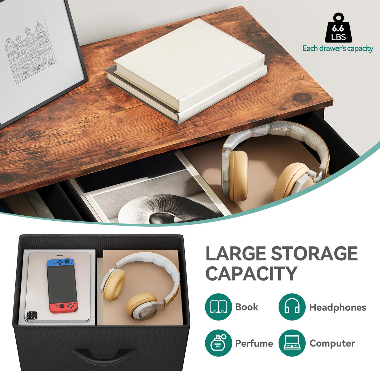 YITAHOME Dresser with 8 Drawers, Tall Storage Drawers, Black Dresser & Chest of Drawers, Storage Drawer Organizer for Closet, Bedroom, Living Room YITAHOME