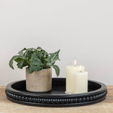 Creative Co-Op Farmhouse Decorative Wood Circle Hobnail Edge, Black Tray Creative Co-Op