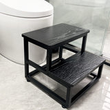 SZLHANJZ Step Stool, Bedside Steps for High Beds with Round Corners, 2 Steps Footstool for Adults, Metal and Wood Stepping Stool for Kitchen Bedroom, Load 500 LB, Black SZLHANJZ