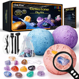 GobiDex Gemstones Dig Kit, Solar System Science Kit for Kids, Excavate 15 Real Gems, STEM Educational Space Toys Planet Collection Kit, Archaeology Geology Science Projects Gift for Boys&Girls Age 6+ GobiDex