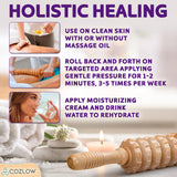 Wooden Massage Roller Stick (12 Rollers) - Curved Wood Therapy Massage Tool for Body Sculpting, Fascia Release & Lymphatic Drainage - Maderotherapy Helps Reduce Cellulite Appearance - by Cozlow COZLOW