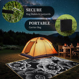 MontVoo Outdoor Rug with Led String Strip Lights 6x9ft Waterproof Outdoor Patio Rug Mat Reversible Plastic Straw Rug Outside Outdoor Rug for RV Camping Picnic Balcony Backyard Fairy Outdoor Decor MontVoo