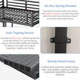 MoproBeti Full Size Loft Bed with Desk and Stairs,Metal Gaming Loft Bed with LED,Charging Station, High Loft Bed Full with Storage Shelves,Wardrobe and Drawers for Kids Teens, Adults, Black MoproBeti