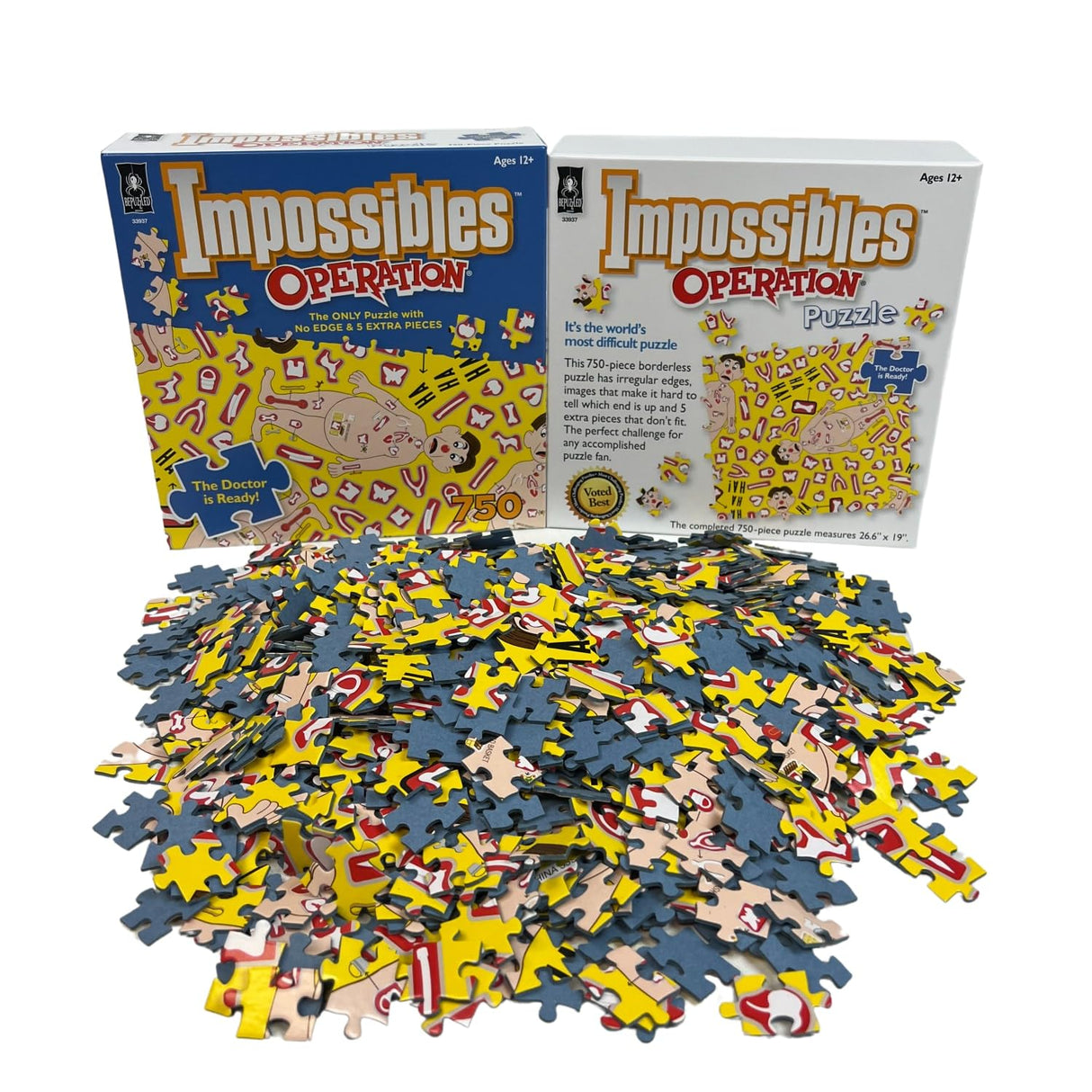 BePuzzled, Hasbro Impossibles Puzzle Featuring Imagery from The Classic Game of Operation, a 750 Piece Borderless Puzzle for Advanced Puzzlers Ages 15 and Up Bepuzzled