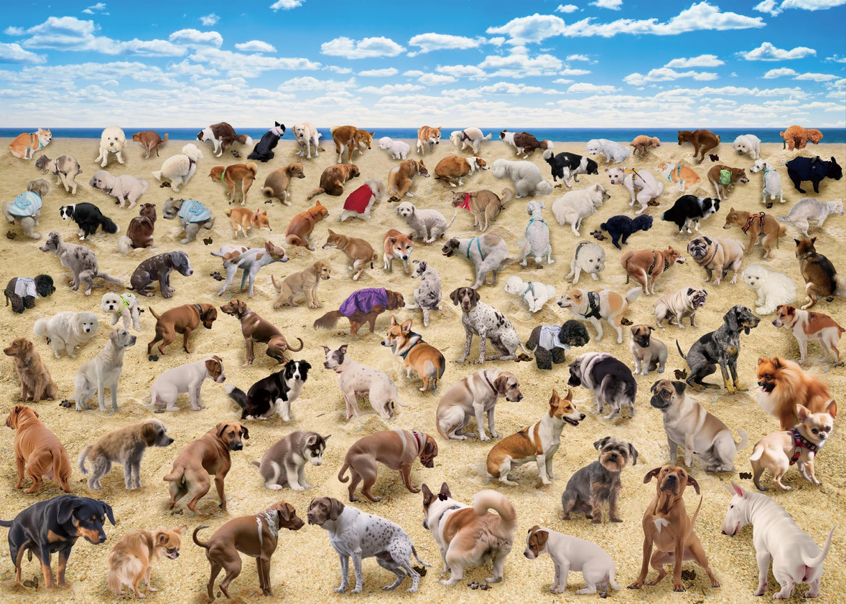 Pooping Dog Puzzles Dogs 1000 Piece Puzzle for Adults, Beach Dog Jigsaw Puzzle Animal Puzzles, Gag Prank Dog Puzzle as Funny Home Party Decorations BBOLDIN