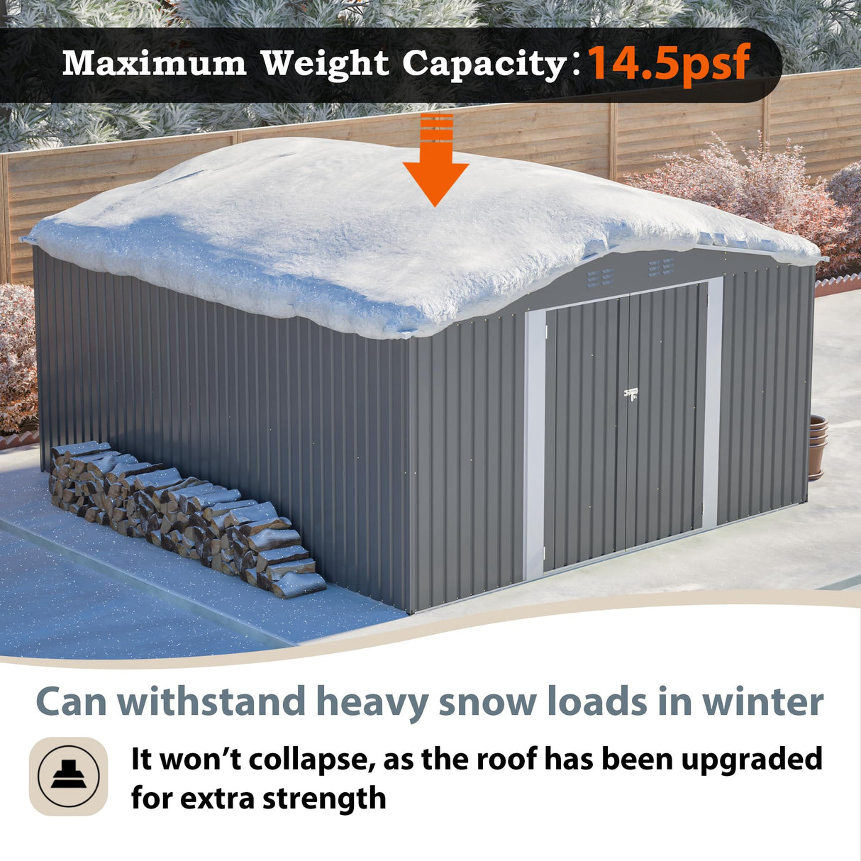 12x14 FT Extra Large Outdoor Metal Storage Shed with Floor Frame, Heavy Duty Galvanized Steel Tool Shed with Lockable Double Doors, Weatherproof Backyard Storage for Lawn Equipment, Patio Furniture Bullenfity