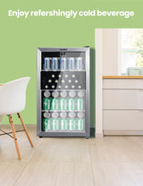 COMFEE' CRV115TAST Cooler, 115 Cans Beverage Refrigerator, Adjustable Thermostat, Glass Door With Stainless Steel Frame, Reversible Hinge Door And Legs For Home, Apartment COMFEE'