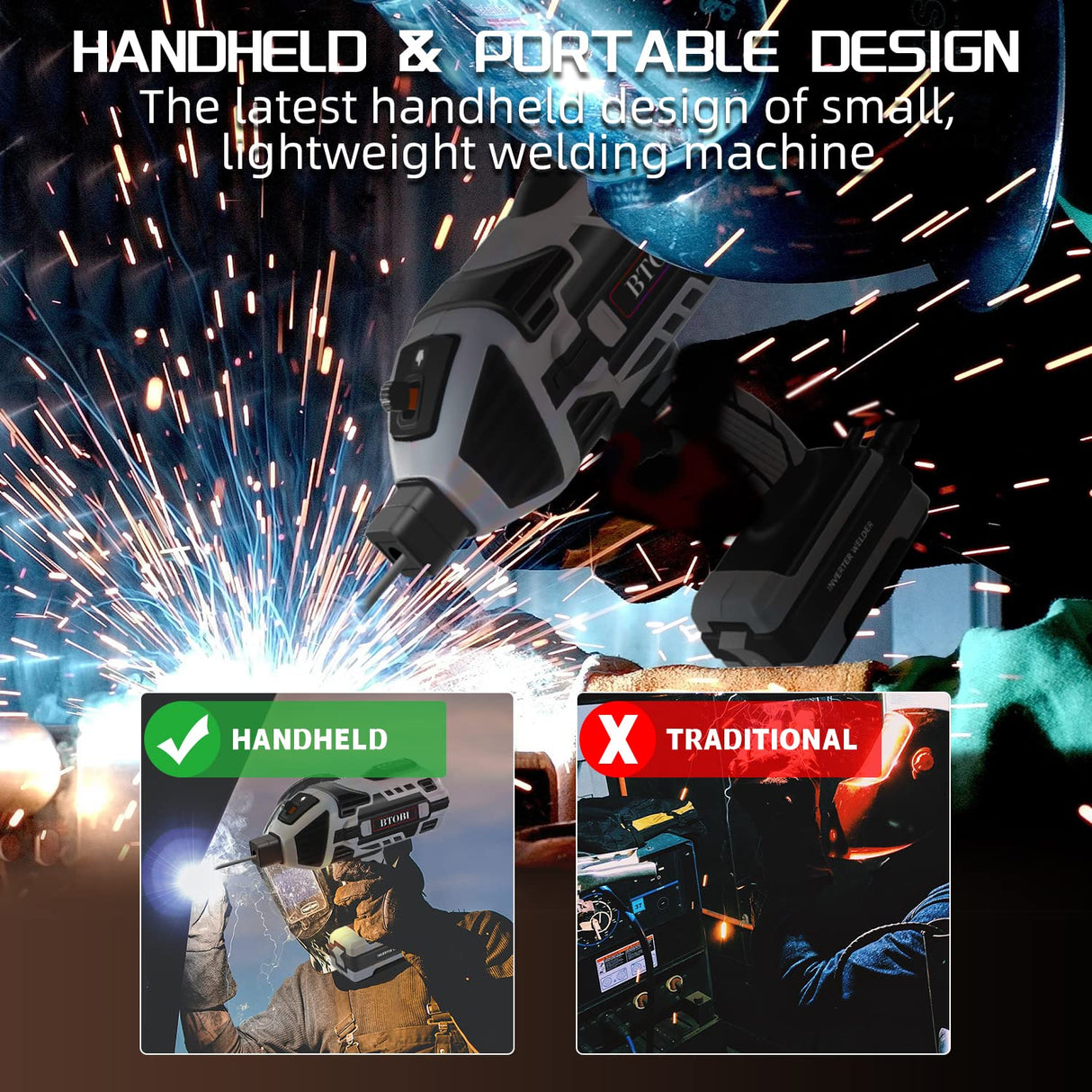 Welding Machine,Portable ARC Welder Machine Gun,IGBT Standing Handheld Welding Machine, 6 variable current adjustment,suitable for 3/32"-1/8" Stick Welder,BTOBI 110V Welder Machine Kit… BTOBI