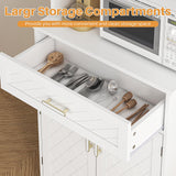 kepptory 66" Pantry Cabinet with Adjustable Shelves and Drawer, Freestanding Microwave Stand Bakers Rack with Wine Glass Holder, Kitchen Pantry Storage Cabinet for Home Office Use (White) kepptory