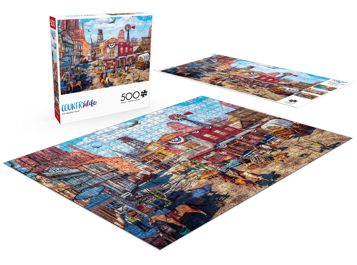 Buffalo Games - Dominic Davison - Old Western Town - 500 Piece Jigsaw Puzzle For Adults -Challenging Puzzle Perfect for Game Nights - Finished Puzzle Size is 21.25 x 15.00 Buffalo Games