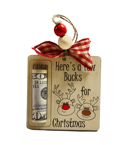 Wooden Money Holder - Christmas - Wooden - Few Bucks - Ornament - Gift for Him Her - WoodArtSupply