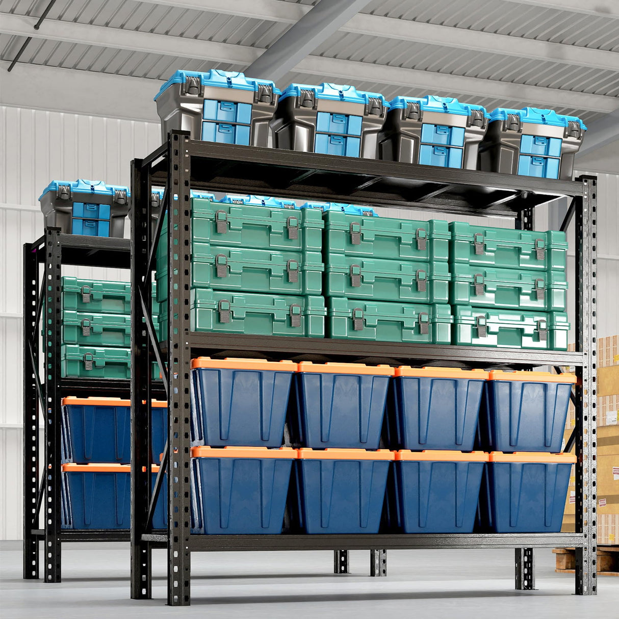 Notmise 67" W Metal Shelves, 4200LBS Heavy Duty Garage Shelving, Adjustable Garage Shelves, Shelving Units and Storage, Shelf, for Basement Workshop, 67" W×63" H×19.6" D, Black Notmise