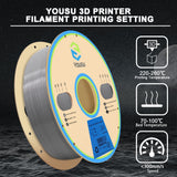 YOUSU PETG 3D Printer Filament 1.75mm Gray 1KG(2.2lbs), Better Physical Strength and Layer Bonding Performance 3D Printing Filament,Dimensional Accuracy +/- 0.02mm,Fits for Most FDM 3D Printers Yousu