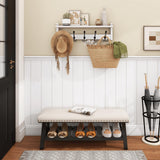 Homode Wall Shelf with Hooks, 24 Inch Coat Rack with Shelf, Farmhouse Entryway Floating Shelf with Tri Hooks, Coat Hanger with Storage for Bathroom, Entry Way, Mudroom, White Homode