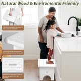 Wooden Step Stool for Adults, 9" Portable Wood Step Stool for Kids, Heavy Duty Bedside One Step Stool with 550 Lbs Load Capacity, Non-Slip White Foot Step Stool for Kitchen Bathroom Bedroom Eiwoda