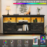 YITAHOME TV Stand for 65 Inch TVs, Entertainment Center with Storage Cabinets, Power Outlet & LED Light, Media Console Living Room Furniture, Dark Rustic Oak YITAHOME