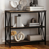 Lavish Home 3-Tier Industrial Bookshelf - Freestanding Open Bookcase for Home or Office Organization and Storage - Book Organizer (Brown Woodgrain) Lavish Home