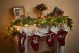 6FT Christmas Garland PARTY JOY Cedar Garland with 9.8FT LED Lights String, Greenery Plant for Christmas Decorations Table Mantle Background Wall Room Outdoor Indoor Winter Decoration PARTY JOY