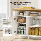 Amada Buffet Cabinet with Storage, 55" Large Sideboard Storage Cabinet with Adjustable Shelves, 4 Doors, Modern Farmhouse Coffee Bar Cabinet, Kitchen Table for Dinning Living Room, Oak and White AMADA HOMEFURNISHING