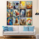 BWFY 12 Pack Animal Diamond Painting Kits for Adults, 5D Diamond Art Kit,DIY Full Drill Diamond Art Sets with Tools, Beginner-Friendly Craft Projects for Home Wall Decor or Gift, 12x16 Inch BWFY