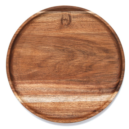 Acacia Wood Round Serving Tray - Versatile Kitchen and Decor Platter - WoodArtSupply