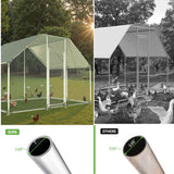 Large Metal Chicken Run, Chicken Coop with Lockable Door Flat Shape Walk-in Chicken Hen House with Waterproof & Anti-UV Cover for Duck Rabbit Habitat Cage Outdoor Poultry Cage for Yard Farm Phonjoroo