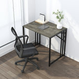 Lutown-Teen 32 inch Small Folding Desk, Writing Gaming Computer Camping Desk for Small Spaces, No Assembly Required Home Office Desk, Black Oak Lutown-Teen