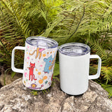 AGH 16oz Sublimation Mugs with Handle, 304 Stainless Steel Sublimation Coffee Mug with Splash-proof Lid, Vacuum Insulated Travel Beer Tea Mug Compatible with Cricut Mug Press, 4 Pack AGH