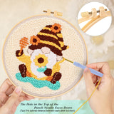 JSRQT Honey Gnomes Punch Needle Kit for Beginners, Punch Needle Embroidery Starter Kit for Adult Kids, DIY Cross Stitch Punch Needle Rug Hooking Beginners Kit with Punch Needle Tool for Home Decor JSRQT